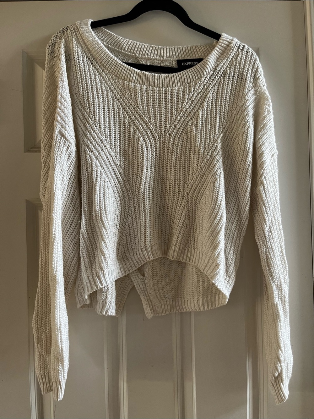 Express Cream Cable Knit Cropped Sweater - Women's